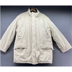VTG Gap Jacket Mens XL Cream Heavy Winter Parka Fleece Lined Full Zip RN54023